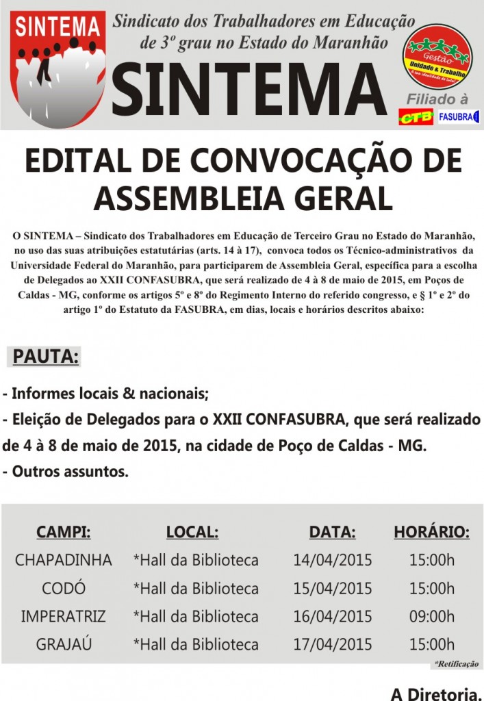 CONVOCACAO CAMPIS locais especificos