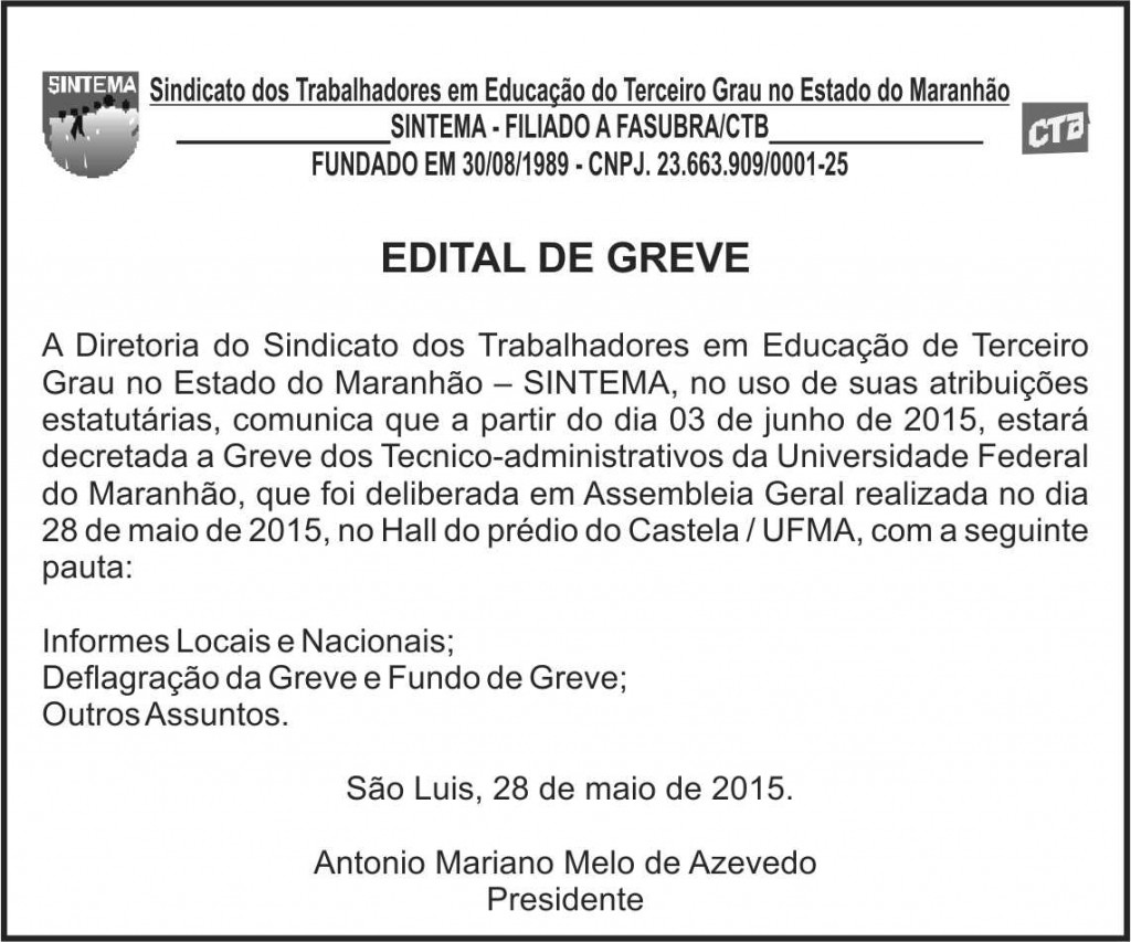 EDITAL DE GREVE 2015.